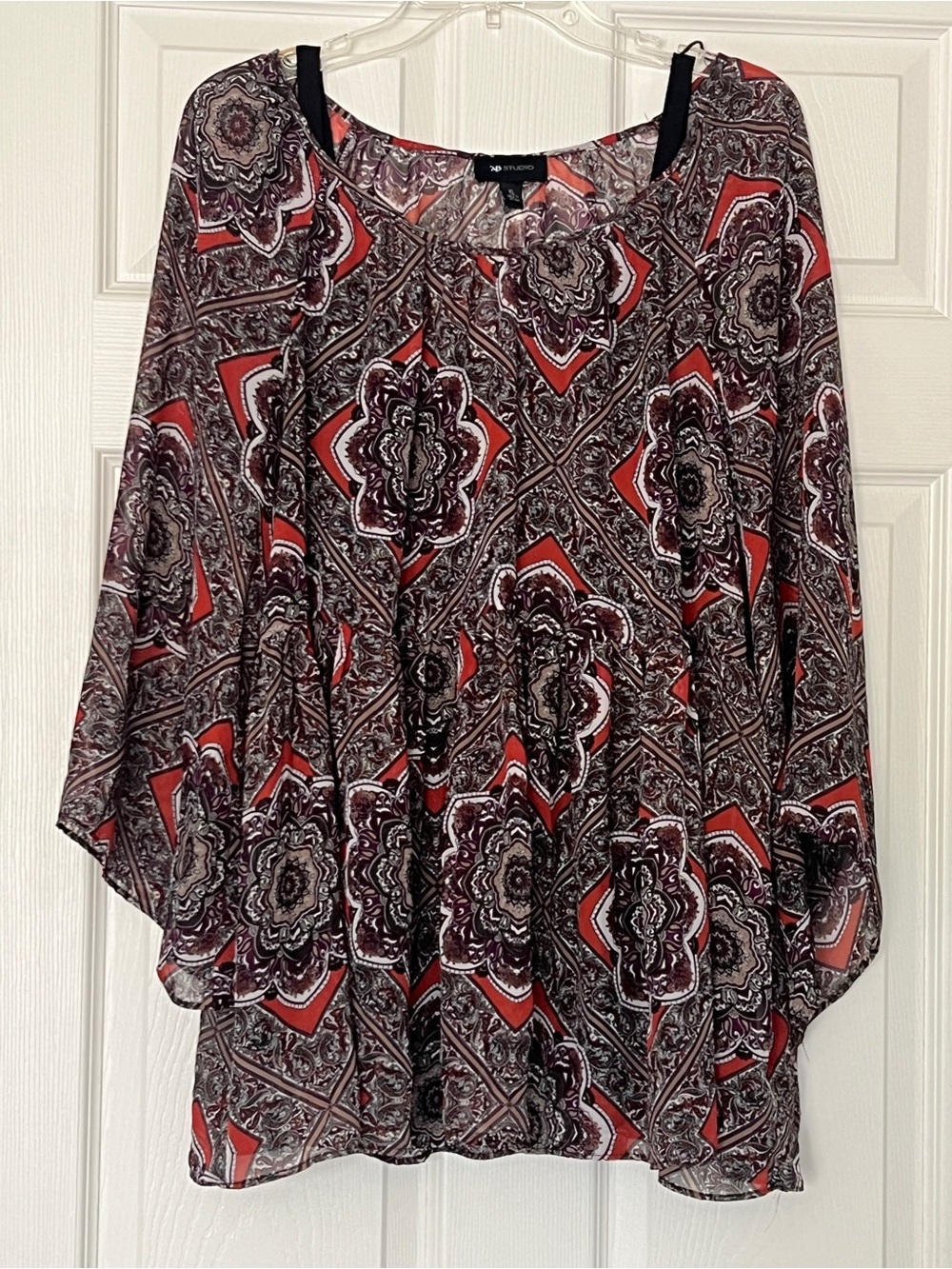 AB Studio Sheer Peasant Top with Camisole